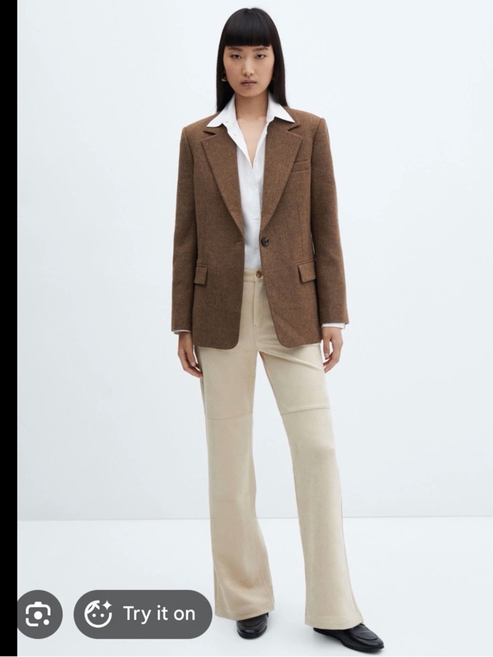 mango Herringbone wool-blend blazer REF. 57037723 medium